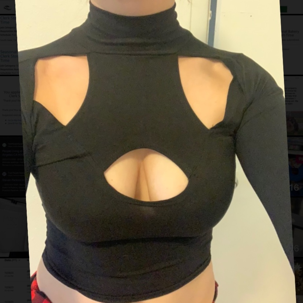 High neck black top